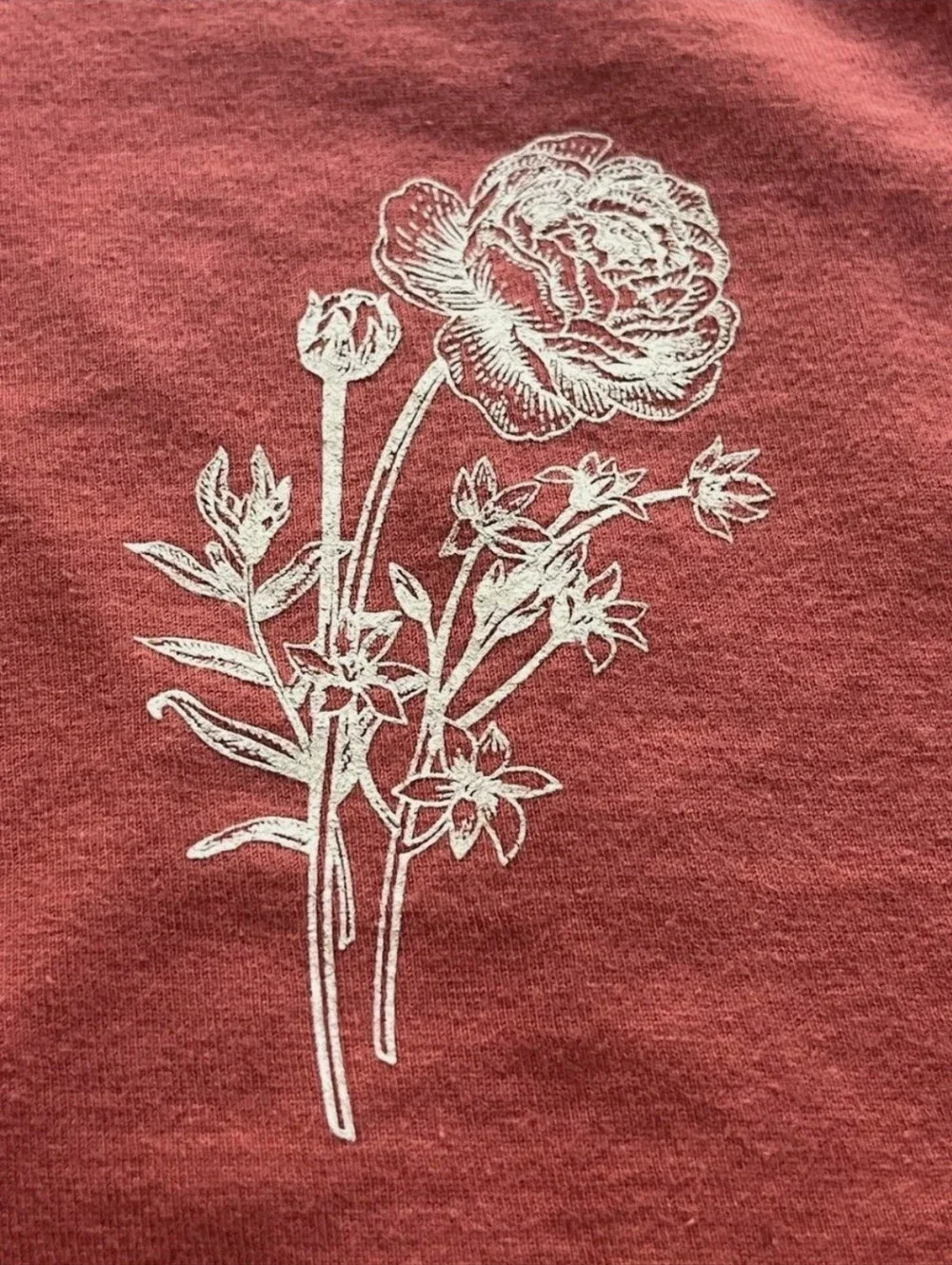 Champion Coral Short-Sleeve Tee with White Floral Chest Print - Picture 2 of 5